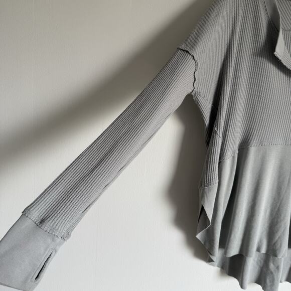 FREE PEOPLE We The Free Monterey Thermal Gray Long Sleeve Top Small Oversized - Picture 4 of 14